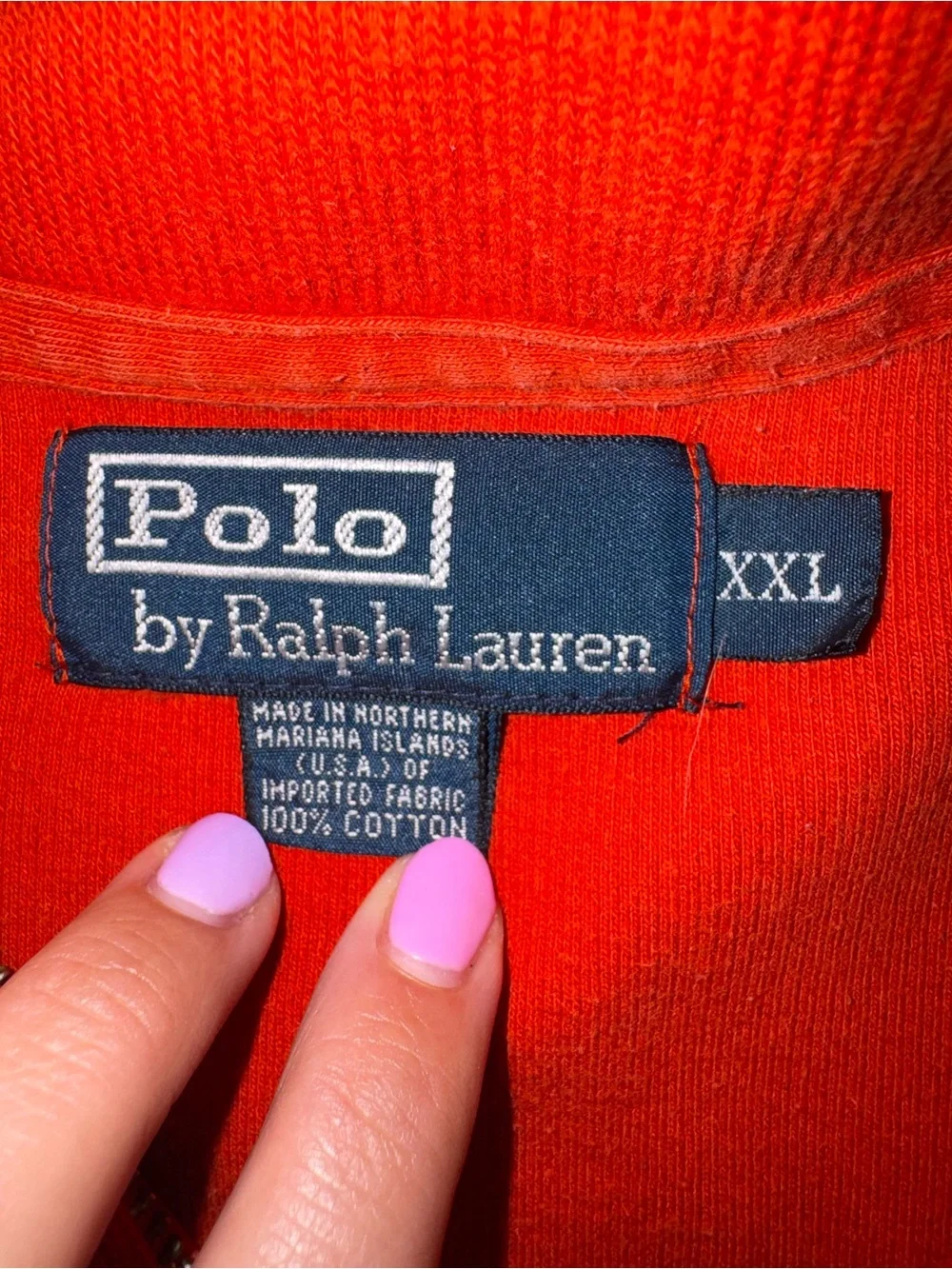 Vintage Polo Ralph Lauren Quarter Zip Pullover Orange Men’s XXL Embroidered Pony